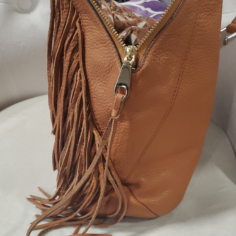 Flawed Rebecca Minkoff Tan Leather Fringe Hand Bag - Picture 10 of 17